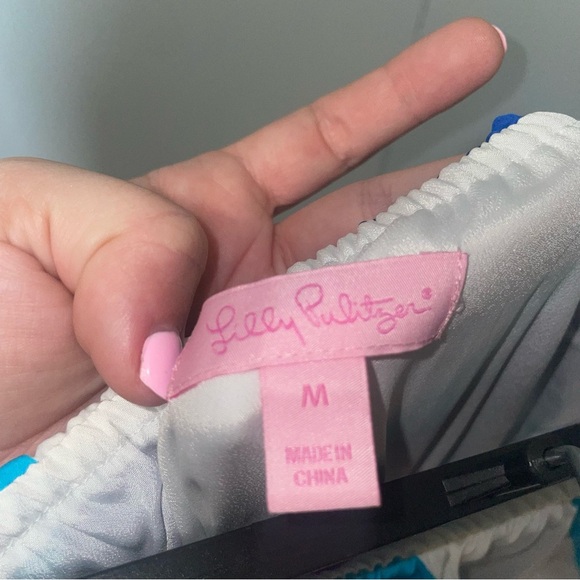 Lilly Pulitzer Caldwell Sail Stripe Colorblock High Low Strapless Maxi Dress Med - Picture 9 of 9